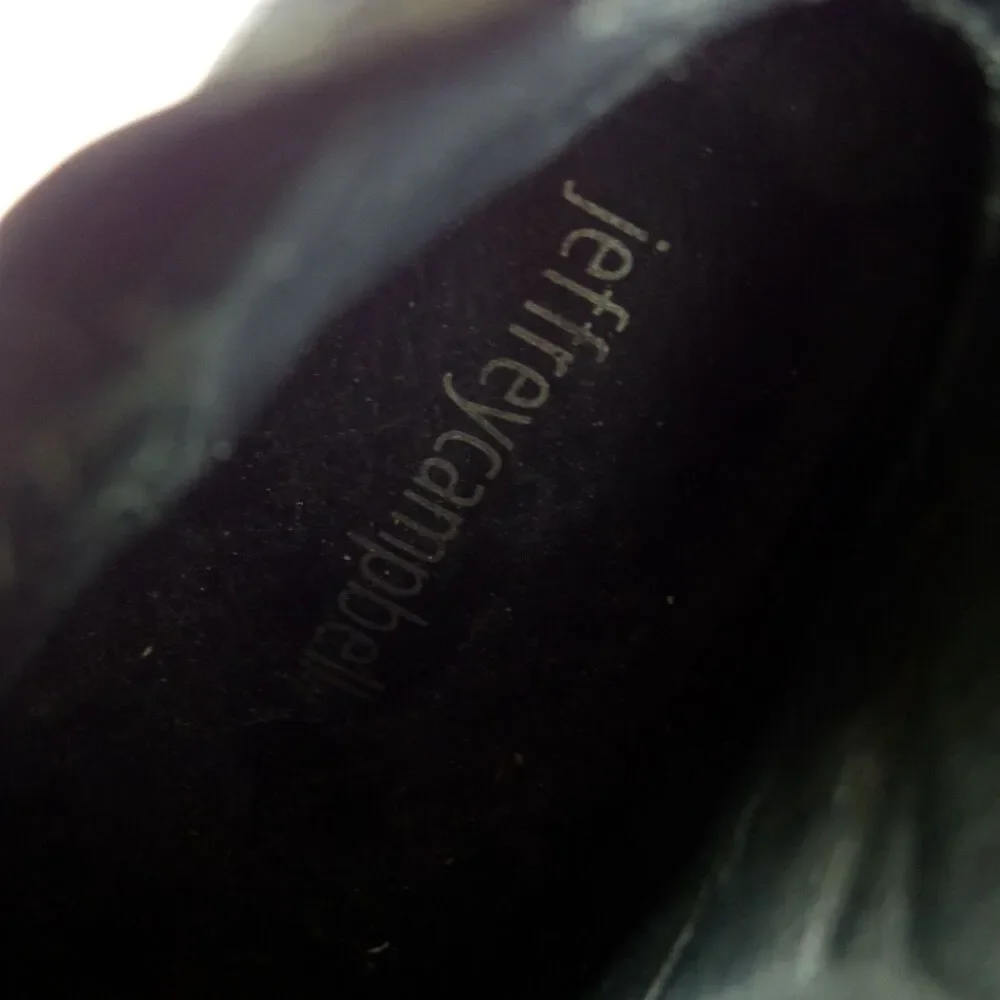 Jeffrey Campbell Legion Boot Women 8.5M Black Leather Heel Lace Zip Lug Ankle - Picture 12 of 13